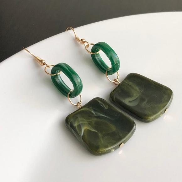 Jewelry - NEW Acrylic Forest green Earrings